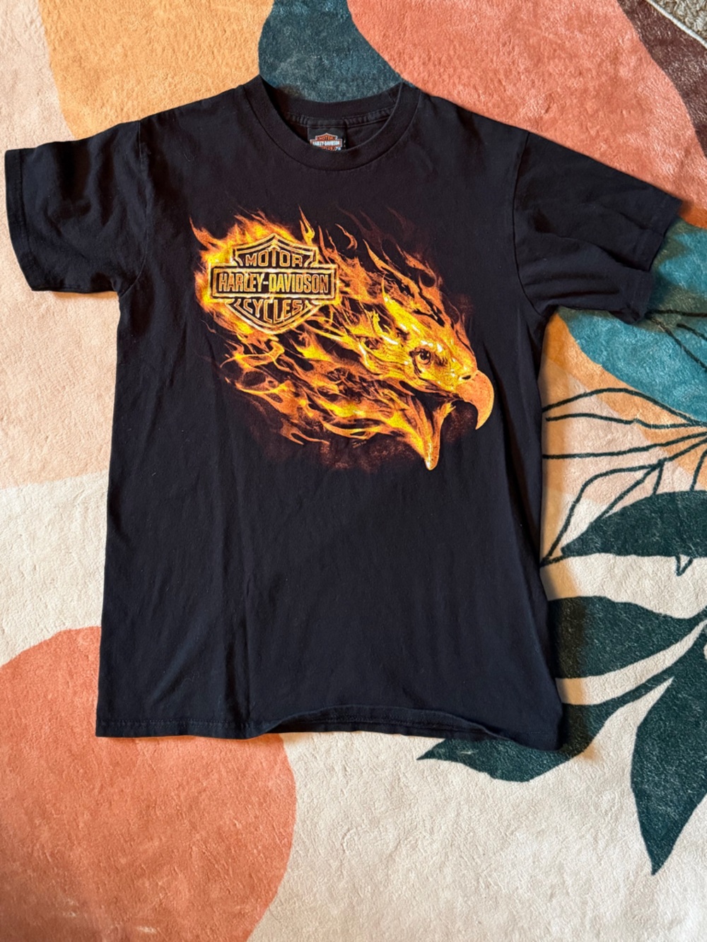 Harley-Davidson Black T-Shirt with Orange Boston Logo